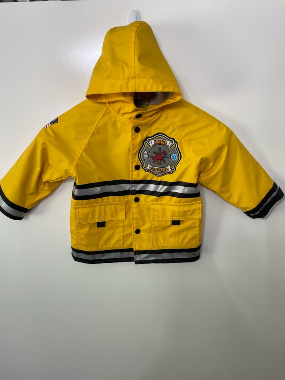 Western Chief Yellow Kids Hooded Jr.  Firefighter Raincoat, size 2T